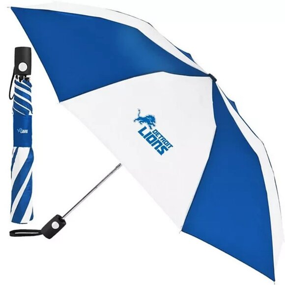 NFL Detroit Lions Travel Umbrella Blue and White McArthur For Windcraft - Picture 1 of 1